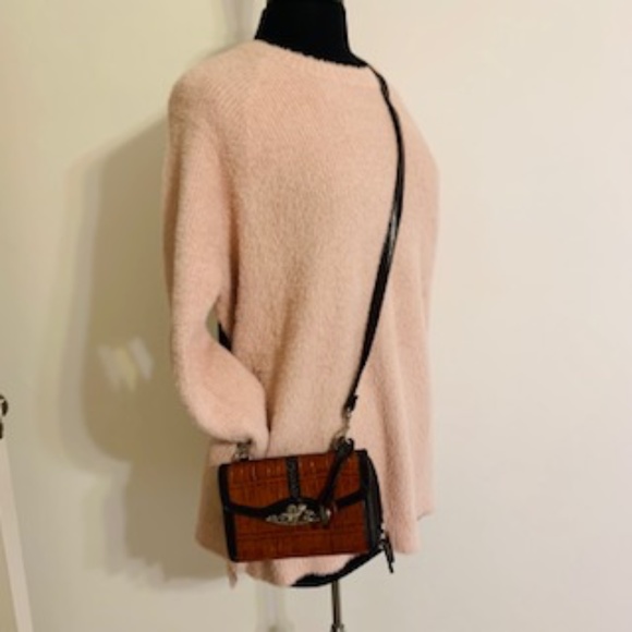 Brighton Light Brown Croc Embossed Structured Purse Organizer Leather - Picture 7 of 10